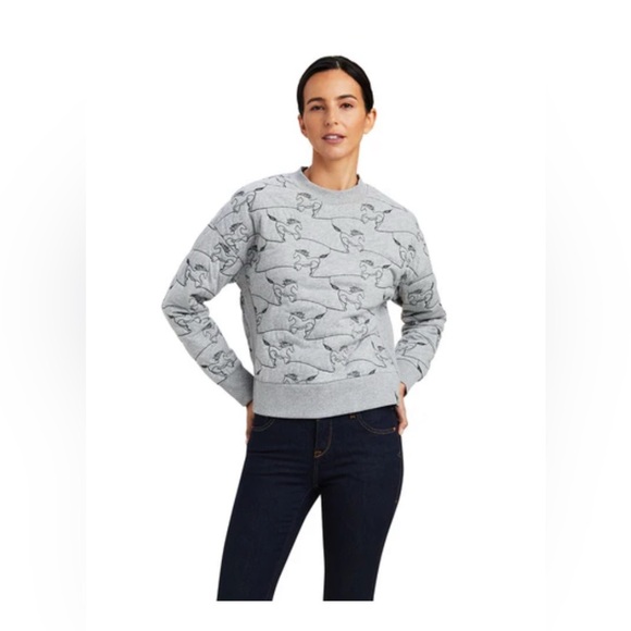 NWOT Ariat Women's Contour Equine Embroidered Crew Sweatshirt. Medium - Picture 1 of 9